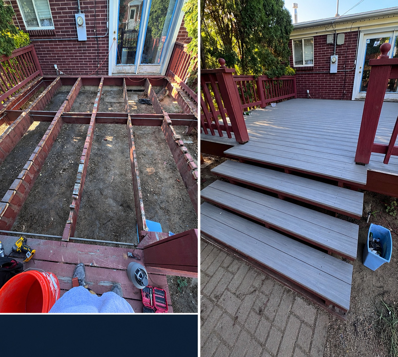 Deck before and after repairs