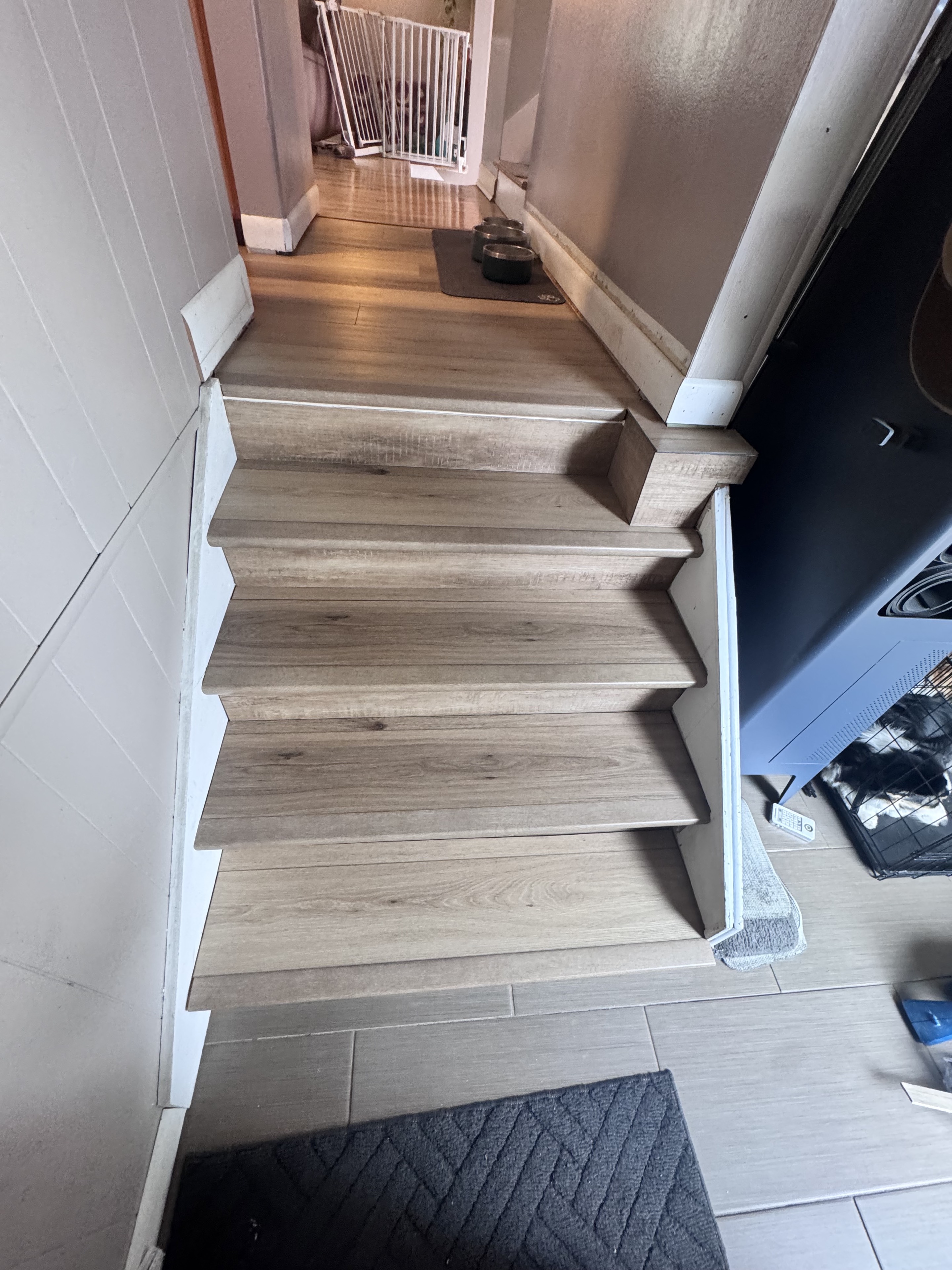 Completed flooring on interior stairs