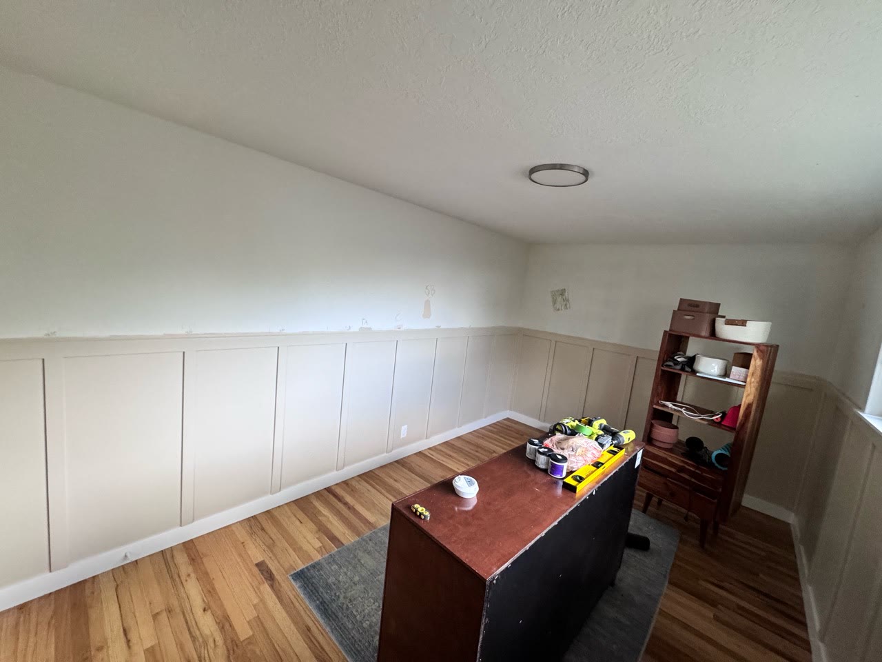 Nursery during accent trim and painting work